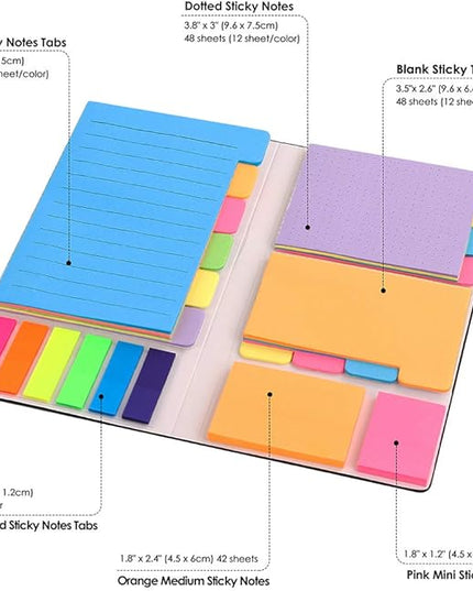 Sticky Notes Set, Post Self-Stick Notes Pads for Journaling Notebook Planner Study, Office Supplies College Essentials Back to School Supplies for High School Students Teen Girl Gifts Preppy Stuff