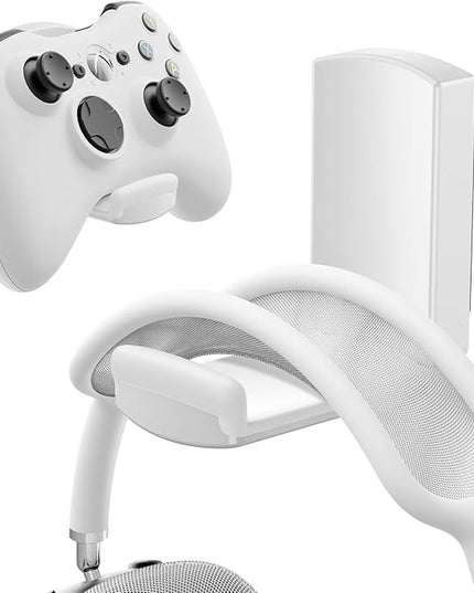Sticky Headphone Stand Controller Holder - EURPMASK Upgraded Adhesive Gaming Headset Hook, Headphone Holder for Desk with Soft Rubber Pads, Universal PC Gaming Accessory Controller Headset Stand,White