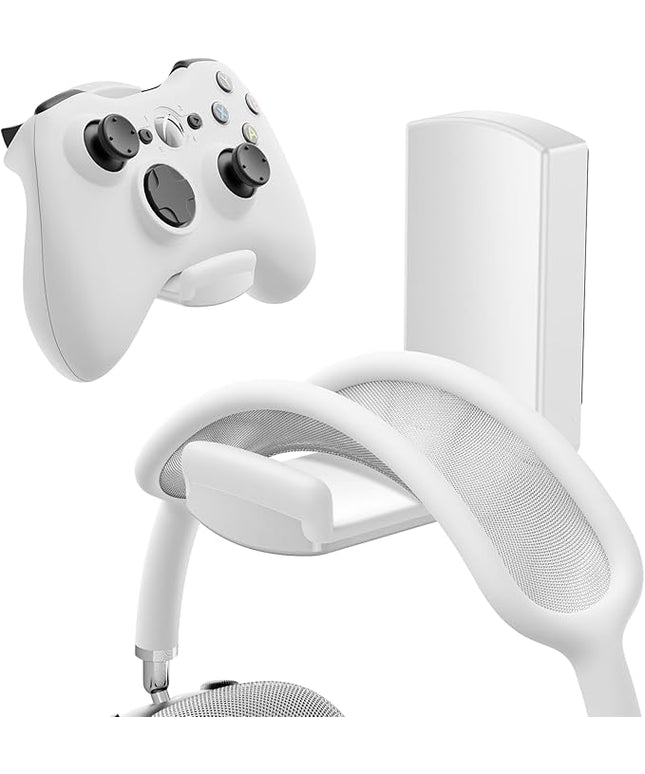 Sticky Headphone Stand Controller Holder - EURPMASK Upgraded Adhesive Gaming Headset Hook, Headphone Holder for Desk with Soft Rubber Pads, Universal PC Gaming Accessory Controller Headset Stand,White