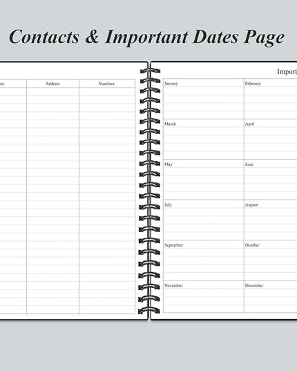Daily Planner Undated - B5 To Do List Notebook Hourly Schedules, Spiral Appointment Planner for Women and Men, PVC Hardcover, Inner Pocket, Elastic Closure, 7" x 10", Black