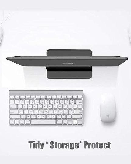 Vertical Laptop Stand for Desk [Adjustable] Sturdy Aluminum Dock Fits All Laptops (up to 20.3 inches) Space Saving, Modern Compact Holder, Compatible with MacBook Pro/Air, Surface, HP, Dell (Black)
