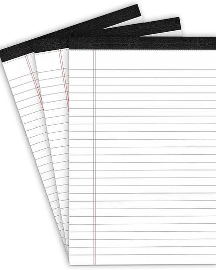 MuiAng 3 Pack Note Pads 5 x 8 Inch, Small Notepad, College Ruled Legal Pads, White Lined Writing Pads for Work or School, 30 Sheets/Pad, Perforated Recycled Note Paper for Note-Taking, Grocery List