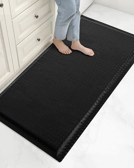 3 x 5 FT Anti Fatigue Mats Industrial 15/16 Inch Thick Soft Sponge Ergonomic Mat Durable Heavy Duty Diamond Plate for Standing Non Slip Industrial Grade Floor Mat for Leg & Back Pain (Black)
