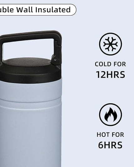 BJPKPK Insulated Water Bottle with 2 Lids,20 oz Double Wall Stainless Steel Vacuum Tumbler Travel Coffee Mug,Wide Mouth Thermal Cup,Haze Blue