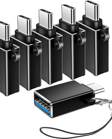 USB to USB C Adapter 6 Pack,USB Type C Adapter,USBC Male to USB Female OTG Adaptor,USBC to A Converter for iPhone 17 16 15,MacBook Pro,iPad,Samsung S24 S23 S22