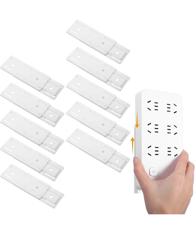 10 PCS Self Adhesive Power Strip Holder Surge Protector Fixator Wall Mount Punch Free Cable Management System Powers Strips Mount Holders for Router Computer Kitchen Home Office Remote Control