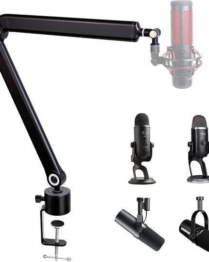 SUNMON Mic Stand Boom Arm - Microphone Arm Compatible with HyperX QuadCast, 360° Rotation Microphone Stand, Weighted Metal Mic Boom Arm for HyperX QuadCast,Blue Yeti,Shure MV7,Rode and Most Gaming