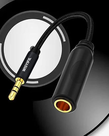 WISYIFIL 1/4 to 3.5mm Headphone Cable Adapter,TRS 6.35mm Female to 3.5mm Male 1/8 to 1/4 Stereo Audio Adapter,for Headphone, Amplifiers, Guitar, Amp etc. Nylon Braided Cable 1ft (30cm)