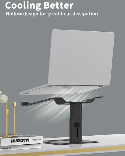 SOUNDANCE Adjustable Laptop Stand for Desk, Computer Stand, Ergonomic Laptop Riser Holder Compatible with 10 to 17.3 Inches Notebook PC Computer, Aluminum Black