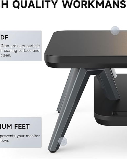 Fenge Monitor Stand, Monitor Stands Riser for Desk, 23.6 Inch Wood Desk Shelf with Storage Organizer and Cable Management for Office Desk Accessories