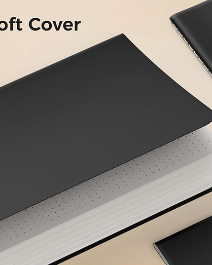 Dot Grid Notebook A5-60 Pages Thick Paper No Bleed, Black Cover Bullet Journal & Sketchbook, Lay Flat Binding for Smooth Writing | Dotted Notebook for Notes, Planning, Drawing, 12 Pack