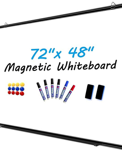 H-Qprobd 72"x48" White Board for Wall Large Magnetic Dry Erase Board with Black Aluminum Frame, Presentation Whiteboard Suitable for Home, Office, Classroom & Kitchen