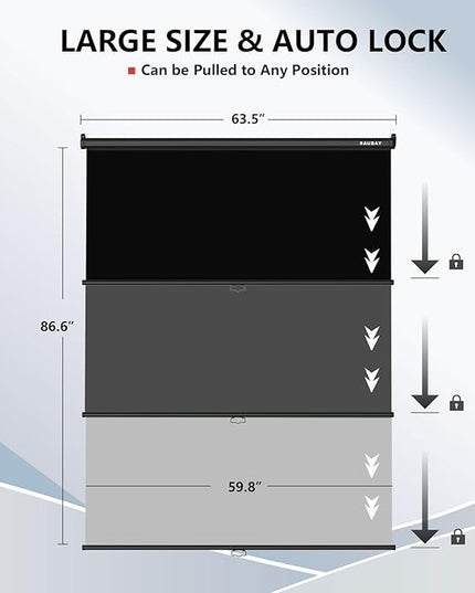 RAUBAY Retractable Pull Down Black Screen Backdrop - 59.8" x 86.6" Collapsible Wall-Mount Background for Professional Video Production, Photography, TikTok and Video Conferencing