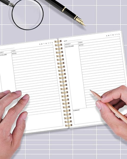 Yaridar A5 Cornell Notes Notebook - College Spiral Cornell Notebooks for Note Taking, Subject College Ruled Steno Pads for Office/School/Home, 5.8" x 8.5", Black Flower