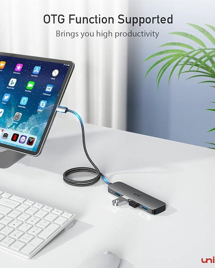 uni USB C to USB Hub 4 Ports, Aluminum USB Type C to USB Adapter with 4 USB 3.0 Ports, Thunderbolt 3 to Multiport USB 3.0 Hub Adapter for MacBook Pro/Air 2020/2019, iPad Pro, Dell, Chromebook and more