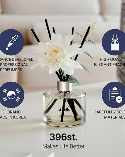 396 st. Dahlia Flower Reed Diffuser, Vanilla Lavender, 200ml(6.7oz) / Reed Diffuser Sets, Home Fragrance, Scented Oils, Home & Bathroom Décor