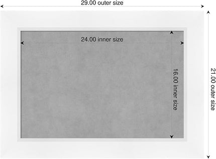 Amanti Art White Framed Magnetic Board 21x29 Medium Vision Board for use with Magnets, 100% Metal Sheet to Display Items as Office Decor or for Home Organization in mudroom, Kitchen or Kids Room