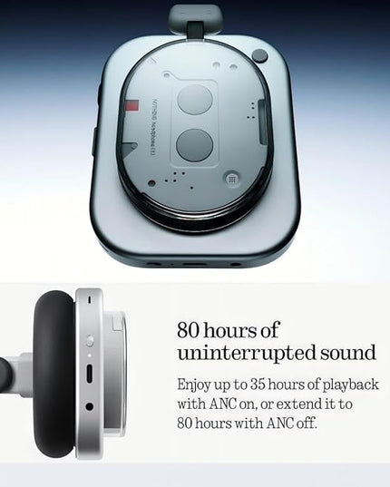 Nothing Headphone (1) Hybrid Active Noise Cancelling Headphones, Wireless Over-Ear Headphones with 6 Mics, 80Hrs Playtime, Hi-Res Audio, KEF-Tuned, Spatial Sound, Comfort Fit & Fast Charging White