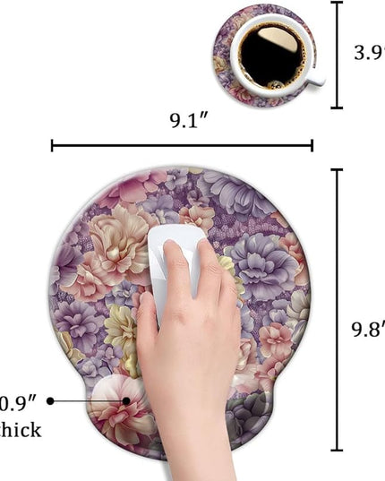Ergo Comfort Gel Wrist Rest Mouse Pad-Ergonomic Office Mousepad with Wrist Support-Non-Slip, Design Desk Accessories Mat for Home&Game Decor Boho Floral