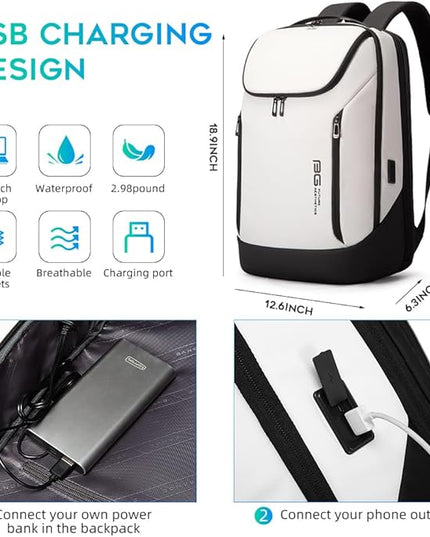 BANGE Business Smart Backpack Waterproof fit 15.6 Inch Laptop Backpack with USB Charging Port,Travel Durable Backpack