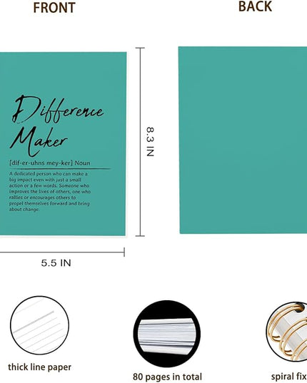 OXW Green Meeting Notebooks for Work, Difference Maker Gift Office Work Notebook Journal for Writing Note Taking, Thank You Gifts for Women Men Leader Boss Mentor Manager Principal, 5.5"x8.3"