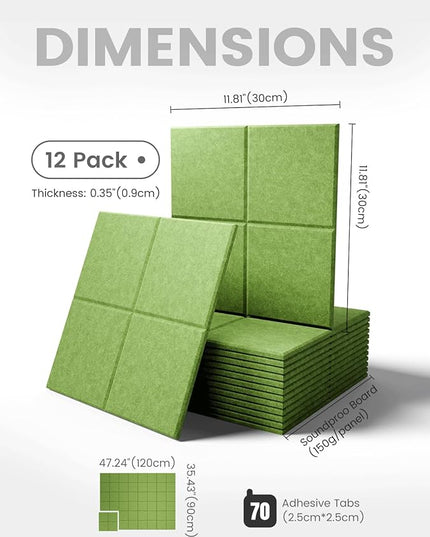 Fluxynara Large Felt Bulletin Board 48" x 36" Cork Board Alternative-12 Pack with 70 Safe Removable Adhesive Tabs, Cork Boards for Walls Cork Board for Home Office Classroom Pin Board-Kelly Green