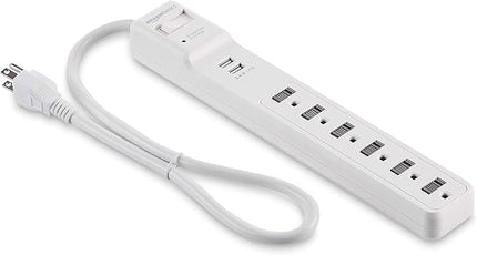 Amazon Basics Power Strip Surge Protector with 6 Outlets, 2 USB Ports, 1000 Joule Protection, 6-Foot Extension Cord, White