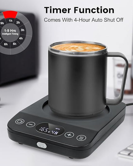 Coffee Mug Warmer & Mug Set, 30W Coffee Cup Warmer with 16oz Cup for Desk with Auto Shut Off, Timer Function, Smart Mug Heater for Heating Coffee, Tea, Candle, Beverage, Gifts