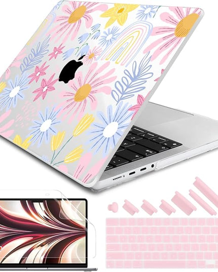 DONGKE Case for M5 MacBook Pro 14 inch 2025 2024-2021 M4 M3 M2 M1, Plastic Hard Shell Cover Compatible with A3434 A3112 A3401 A3185 A2992 A2779 A2442, Retina XDR Display & Touch ID, Florals