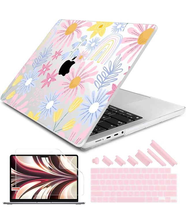 DONGKE Case for M5 MacBook Pro 14 inch 2025 2024-2021 M4 M3 M2 M1, Plastic Hard Shell Cover Compatible with A3434 A3112 A3401 A3185 A2992 A2779 A2442, Retina XDR Display & Touch ID, Florals