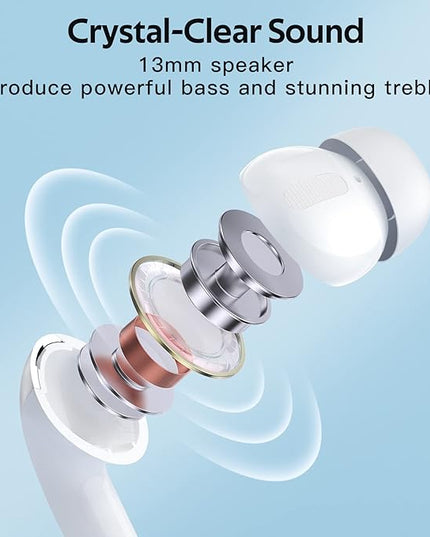 TAGRY 2 Sets X08 White and Phantom Purple Bluetooth Headphones True Wireless Earbuds 60H Playback Ear Buds with Wireless Charging Case in-Ear Earbuds with Mic