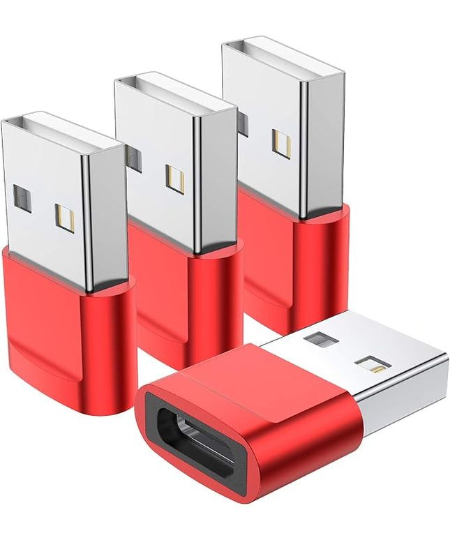 USB C Female to USB Male Adapter (4-Pack),Type C to USB A Charger Converter for iPhone 15 14 13 12 11 Plus Pro Max,Samsung Galaxy Note 20 S24 S23 S22,Apple iWatch Watch Series 7 8 SE,AirPods iPad Pro