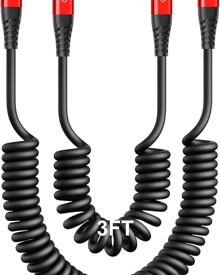 USB Type C to Lightning Cable [3FT/6FT], 2Pack Coiled iPhone Charger Cable Fast Charging for Car [Apple MFi Certified] Short USBC iPhone Cord Compatible with iPhone14/13/12/11/8/Plus/iPad/CarPlay-Red