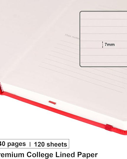 Comix Lined Journal Notebook for Women Men, Journaling Notebooks for Office School Home, 240 Pages, 5.5" x 8.3", College Ruled, A5, Hardcover, Red