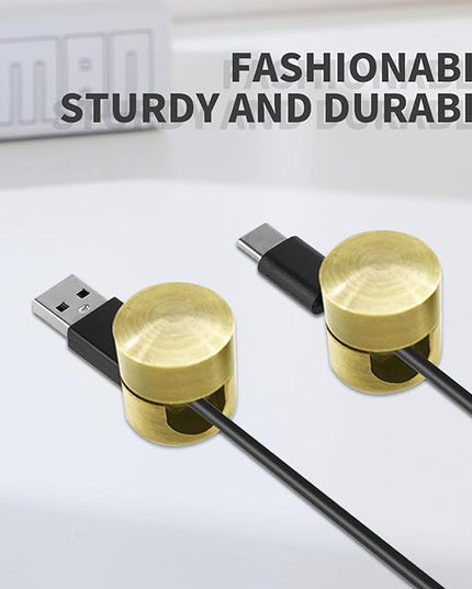 Cable Holder, 6PCS Cable Management Clips, Aluminum Cord Holder, for and Fixing Chandelier Wires, Gold