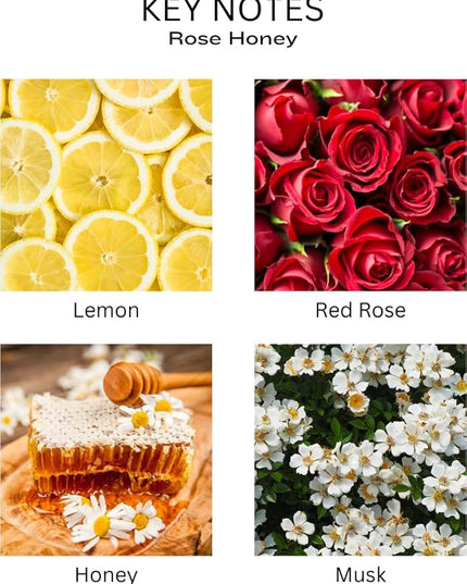PEANÄK Reed Diffuser Set - Rose Honey Fragrance 6.7oz (200 ml) - Set of 2 Real Preserved Flowers & 6 Reed Sticks for Home & Office Bathroom Shelf Décor with Long Lasting Gift Scents