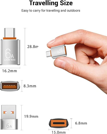 10-Pack 10Gbps/120W USB C to USB Adapter & C Male to 3.1 Female Charger,Compatible with MacBook Pro/Air, iPhone 17 16 15 Pro Max/15 Plus/14 13 12 Samsung Galaxy S25/S24/S23/S22(Sliver)