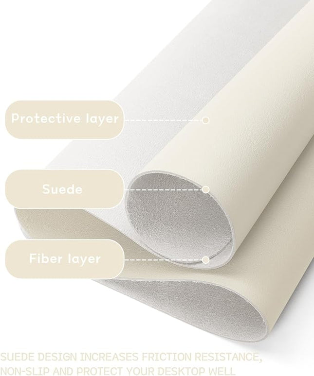 YSAGi Non-Slip Leather Desk Pad, Desk Matt for Desktop, Waterproof Laptop Computer Keyboard Mat, Table Protector Blotter Mat, Large Mouse Pad for Office/Work/Home/Decor(Cream, 23.6" x 13.7")