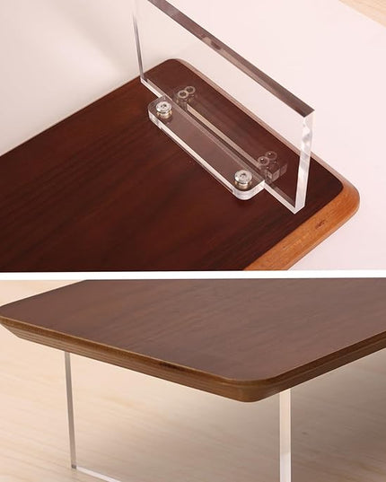 SUIBIAN Elegant Wood & Acrylic Monitor Stand with 15W Wireless Charging – 31.5" Large Desk Riser for Ergonomic View, Desktop Organizer, Laptop & PC | Modern Floating Design(Walnut Wood)