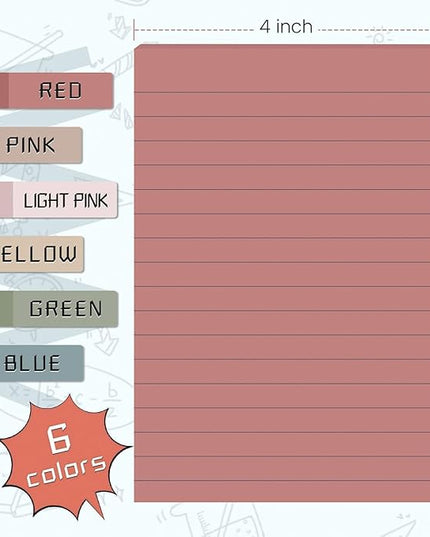 9 Pads Lined Sticky Notes 4x6 in Post, Vintage Colors Self Pad Its, Super Sticking Power Memo Pads Its, 40 Sheets/pad