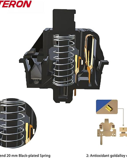 Gateron Oil King Keyboard Switches Replacement -90pack,5-pin 55gf pre-Lubed Black Plated Spring high Life Office Typing Linear switches for MX Mechanical Keyboard