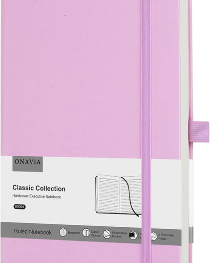 Lined Journal Notebooks for Work, Travel, College, A5 Size 100 GSM Thick Paper, Classic Ruled Journaling Notebook, Hardcover Notepad for Writing 160 Pages, 5.5 x 8.3 inch, Pink