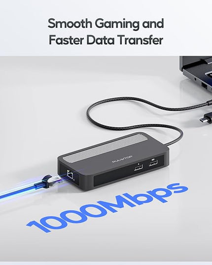 PULWTOP Dual DisplayLink Docking Station, USB C Docking Station Dual 4K@60Hz Display for MacBook M1/M2/M3/Windows, Universal Laptop DockingStation, DisplayPort or HDMI, 2 USB A 2.0, Ethernet