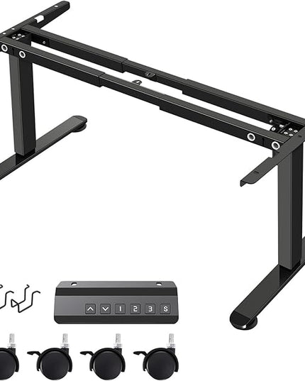 Electric Standing Desk Frame,Compatible Desktop Size 43″-72″ and 187 lbs Weight Capacity,Memory Controller Height Adjustable Frame ,Black Frame Only