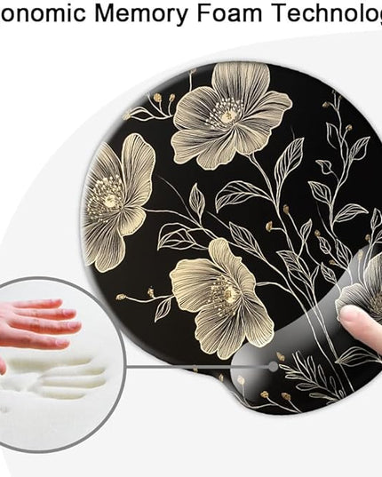 Ergonomic Mouse Pad with Wrist Support,Mouse Pad with Wrist Rest,Relieve Wrist Pain Mousepad Non-Slip Rubber Base,Mouse Pads for Desk,Computers,Laptop,Office,Home,Accessories Aesthetic Flowers