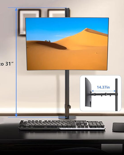 Pholiten Extra Tall Single Monitor Desk Mount Stand with 31.5inch Pole for 13 to 32 inch Screens,Fully Adjustable Monitor Arm Mount for Desk,Holds up to 22lbs