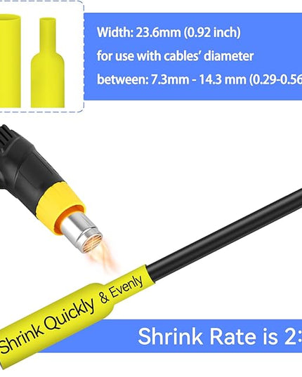 4 Pack Compatible for P-Touch Heat Shrink HSe-651 HSe651 HS651 HS651 23.6mm 0.92 Wire Cable Tube Label Tubing Tape Black on Yellow for PT Ptouch PT-300 H500 E500 E550W D600 P710BT P750W Label Printer