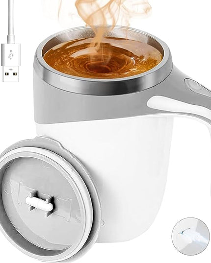 Jieclem Rechargeable Self-Stirring Coffee Mug, 2025 Upgrade, Automatic Magnetic Stirring, Stainless Steel, Portable, with Lid