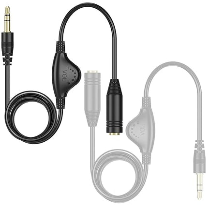 PChero Headphone Extension Cable with Volume Control, 2 Packs 6.6ft 3.5mm Audio Male to Female Aux Adapter Sound Stereo Extender Cord for Headset Smartphones Tablets