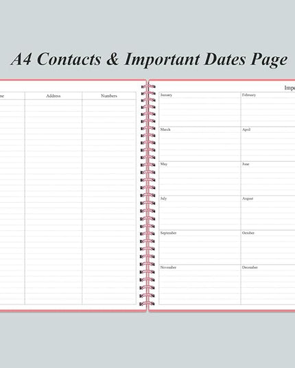 Daily Planner Undated - A4 To Do List Notebook Hourly Schedules, Spiral Appointment Planner for Women and Men,PVC Hardcover, Inner Pocket, Elastic Closure, 8.5" x 11", Pink